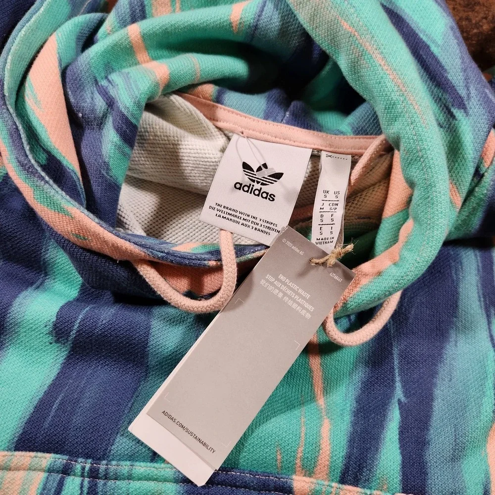 Adidas Hoodie Sweatshirt Mens Small Pink Blue Vapor RYV Yeezy Pastel Sweater New